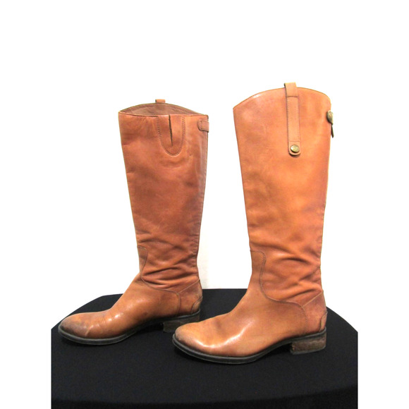 Sam Edelman Penny Brown Leather Zip Riding Boots Women Sz 8 M - Picture 1 of 12